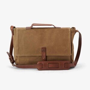 Nisolo New Brown Waxed Canvas and Leather Strap Loreto Messenger Bag
